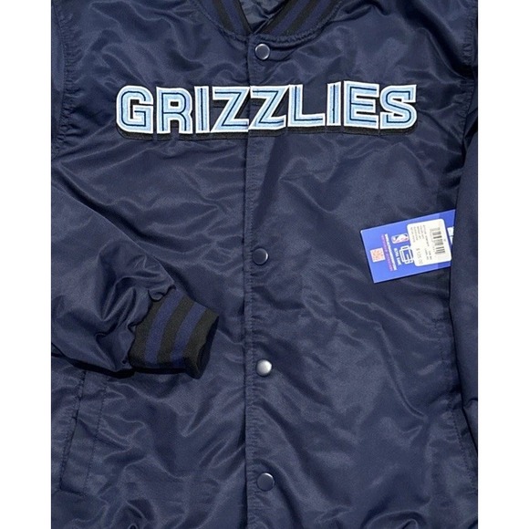 Memphis Grizzlies Jacket Mens Medium x Ultra Game Satin Bomber Retro Embroidered - Picture 3 of 8